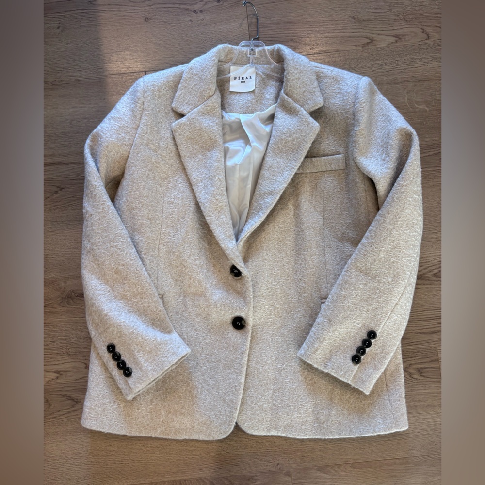 Piral Women's Cream Textured Blazer Jacket